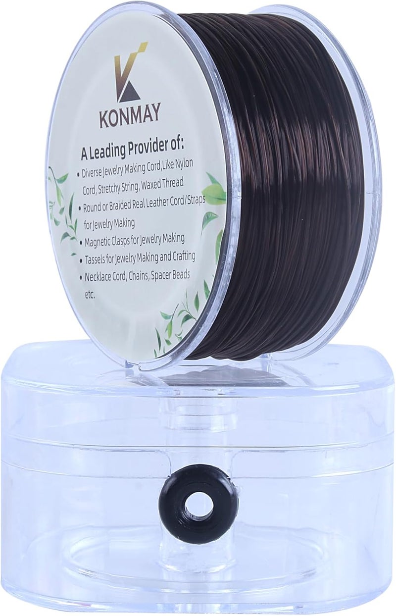 KONMAY 1 Rolls 0.8mm Flat Stretchy Bracelet Strings with Organizing Case, 90 Yards Brown Crystal Elastic Thread Cord for Jewelry Bracelets Making and Beading - Image 1